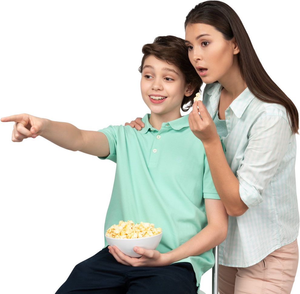 Siblings Eating Popcorn 